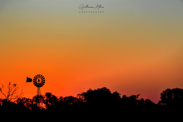 Silhouette d’une éolienne traditionnelle en Australie